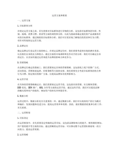 运营方案和框架