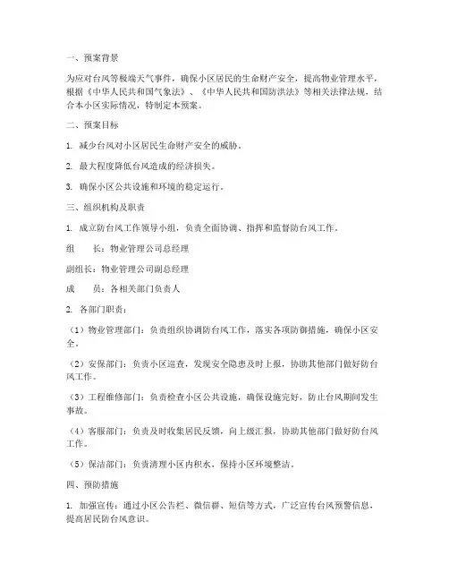 物业小区防台风工作预案