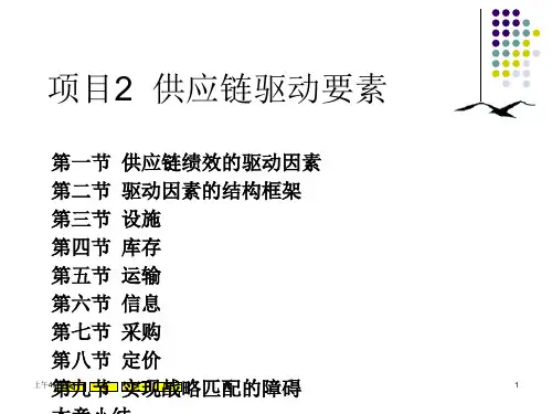 项目2 供应链绩效驱动因素(讲课用)分析