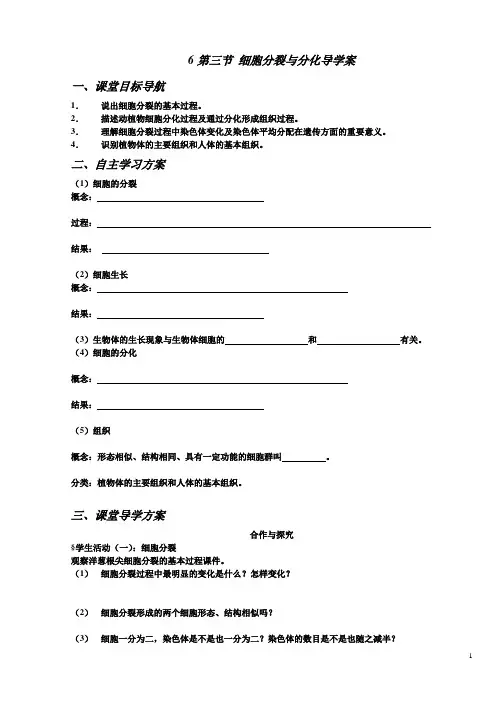 单细胞生物导学案