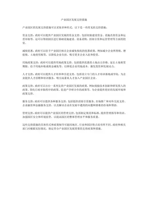 产业园区发展支持措施