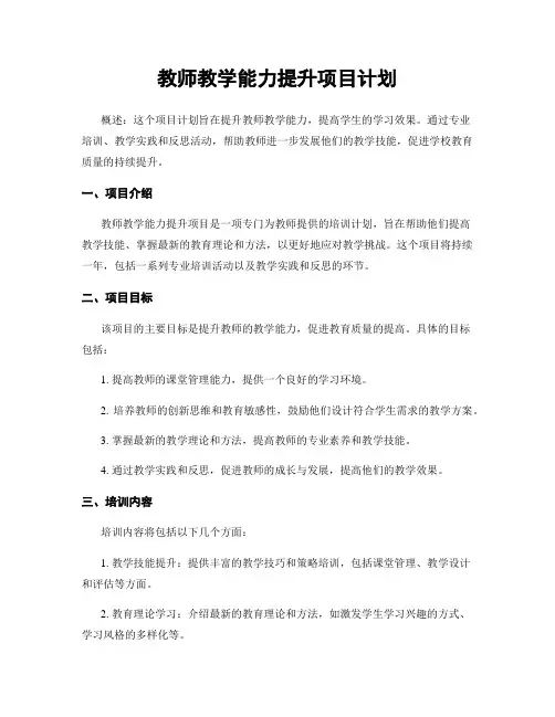 教师教学能力提升项目计划