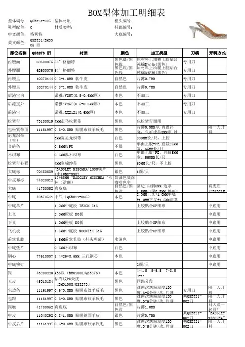 加工明细表(范本)