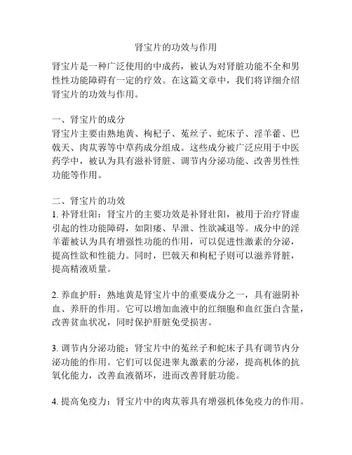 肾宝片的功效与作用