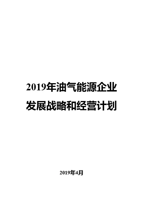 2019年油气能源企业发展战略和经营计划