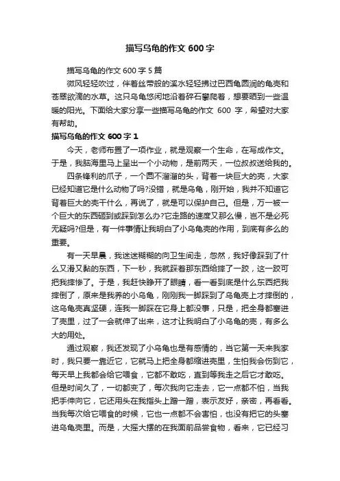 描写乌龟的作文600字5篇