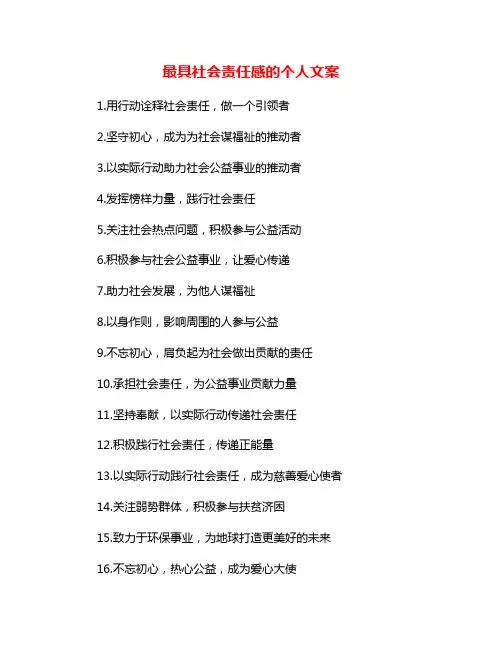 最具社会责任感的个人文案