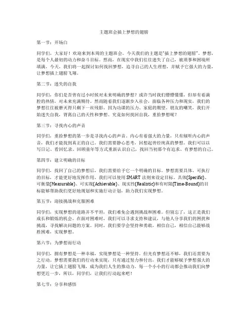 主题班会插上梦想的翅膀
