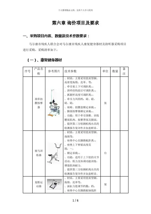 询价项目及要求