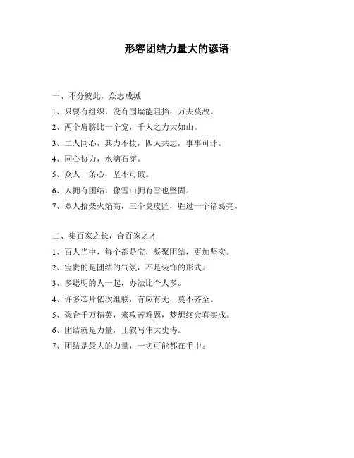 形容团结力量大的谚语
