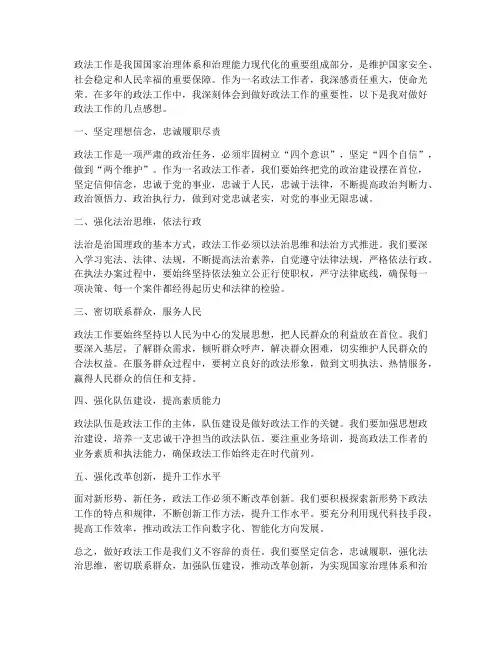 关于做好政法工作感想