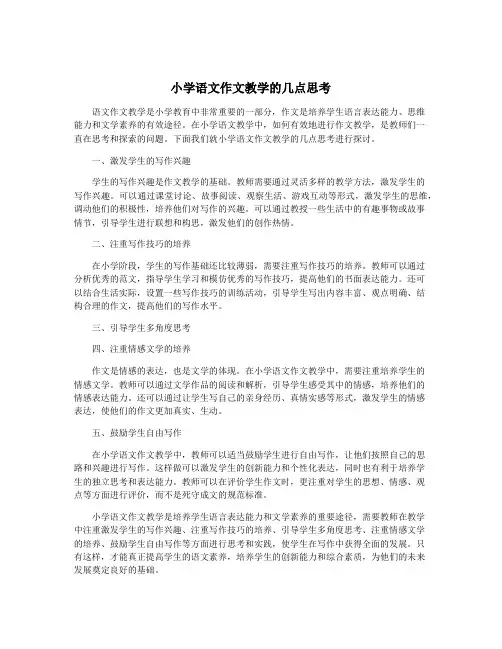 小学语文作文教学的几点思考