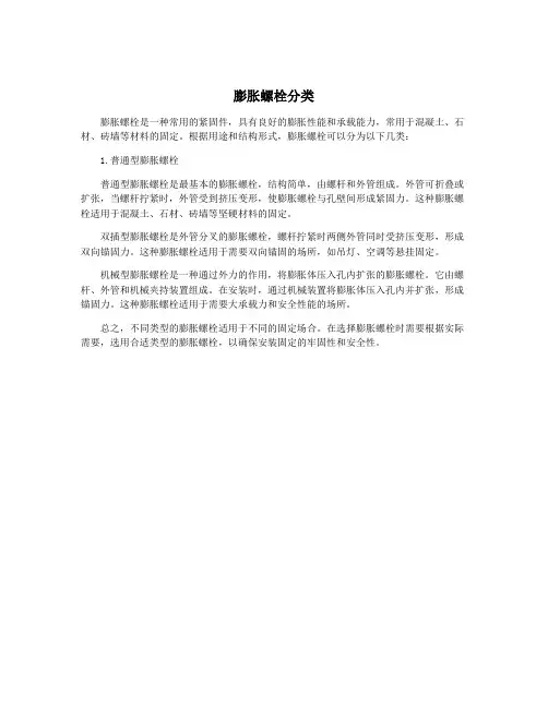 膨胀螺栓分类