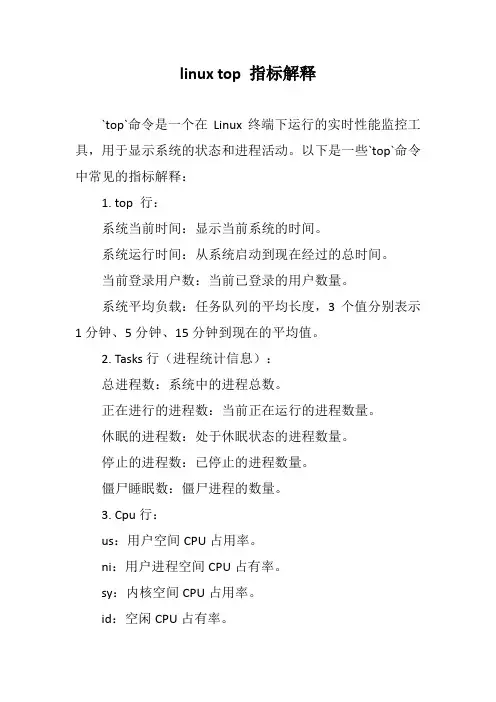 linux top 指标解释