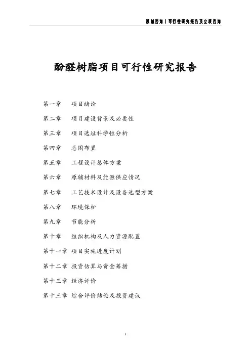 酚醛树脂项目可行性研究报告
