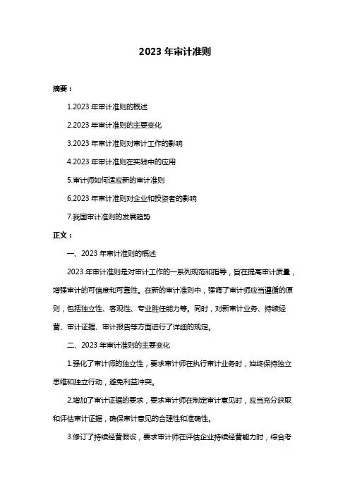 2023年审计准则