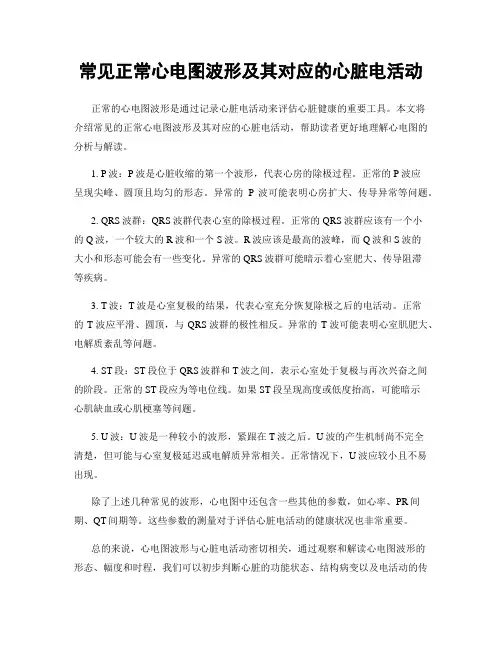 常见正常心电图波形及其对应的心脏电活动