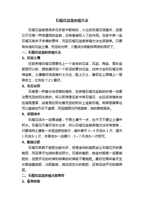 石榴花盆栽养殖方法