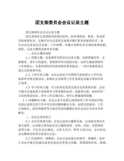 团支部委员会会议记录主题