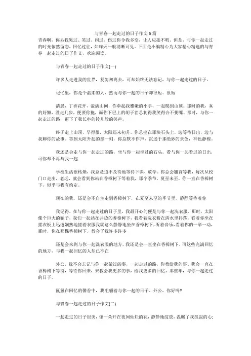 与青春一起走过的日子作文5篇
