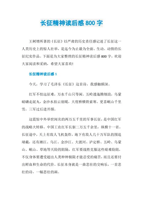 长征精神读后感800字