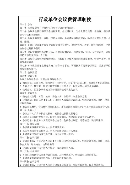 行政单位会议费管理制度