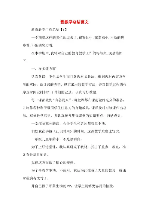 2019年程教学总结范文