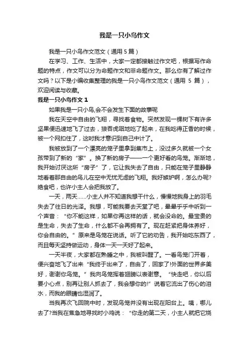 我是一只小鸟作文范文（通用5篇）