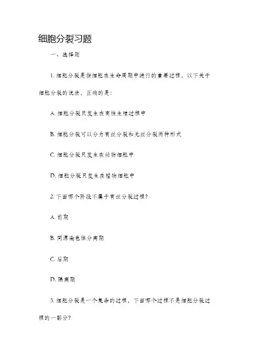 细胞分裂习题