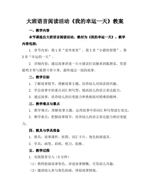 大班语言阅读活动《我的幸运一天》教案