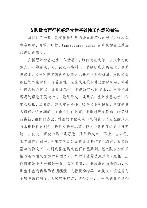 支队量力而行抓好经常性基础性工作经验做法