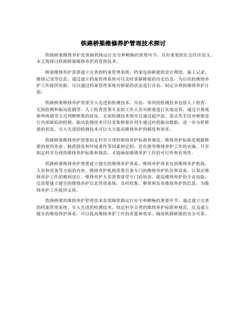 铁路桥梁维修养护管理技术探讨