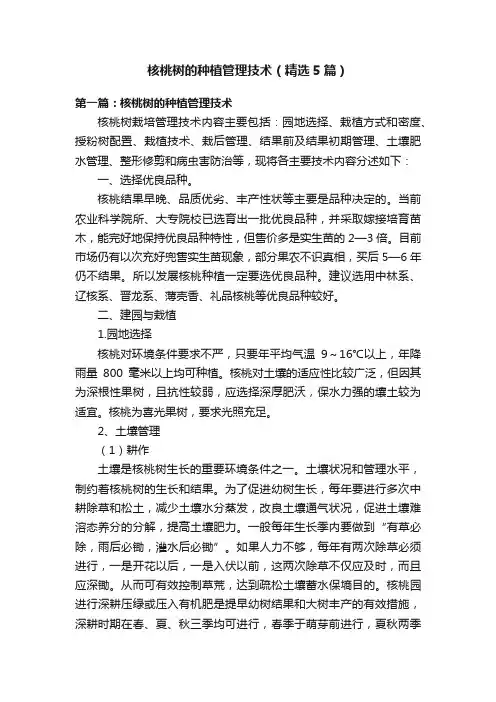 核桃树的种植管理技术（精选5篇）