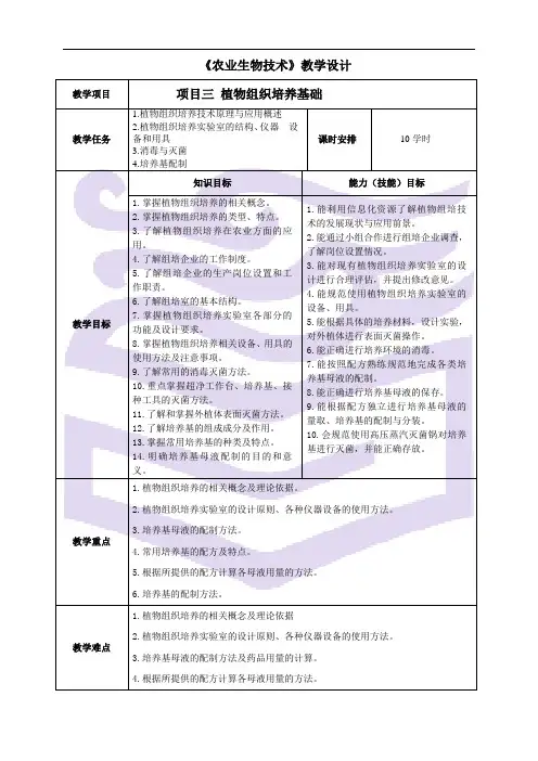 农业生物技术项目3 教学设计