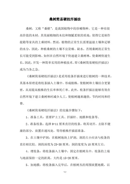 桑树简易硬枝扦插法