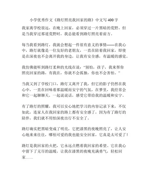 小学优秀作文《路灯照亮我回家的路》中文写400字