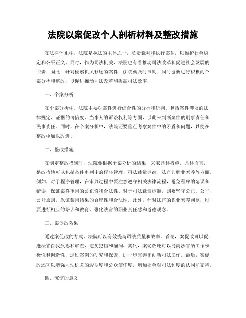 法院以案促改个人剖析材料及整改措施