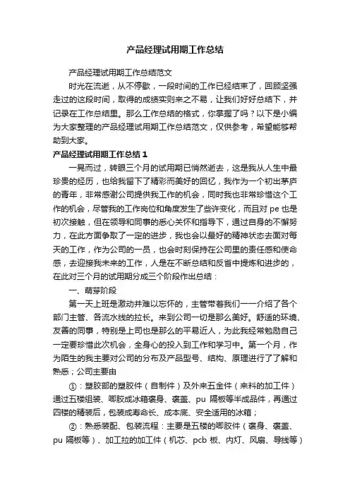 产品经理试用期工作总结范文