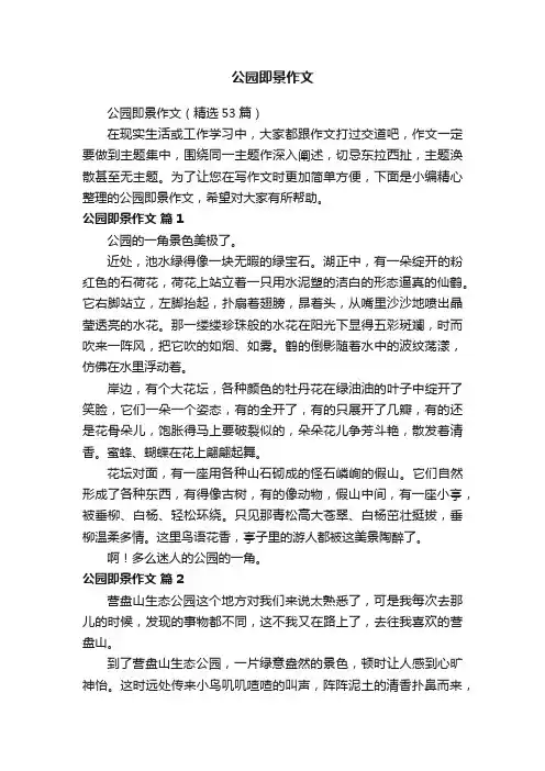 公园即景作文（精选53篇）