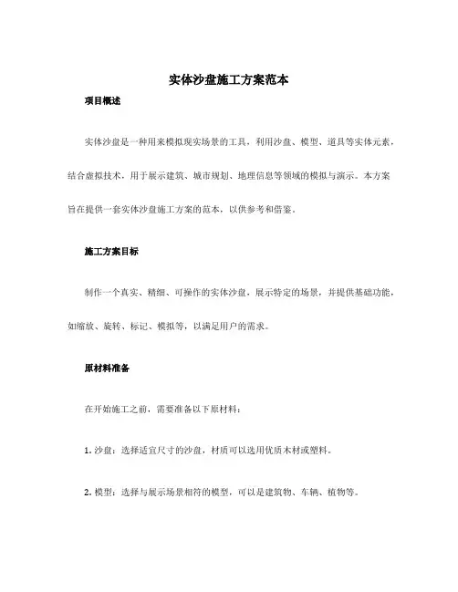 实体沙盘施工方案范本
