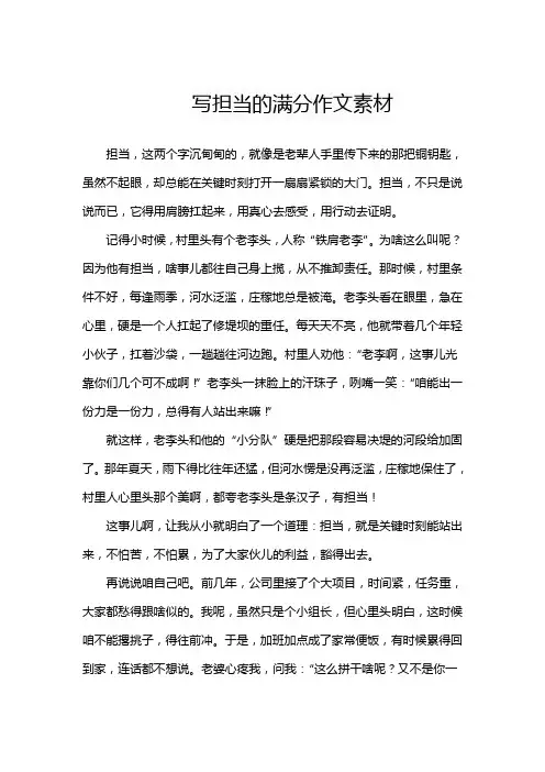 写担当的满分作文素材