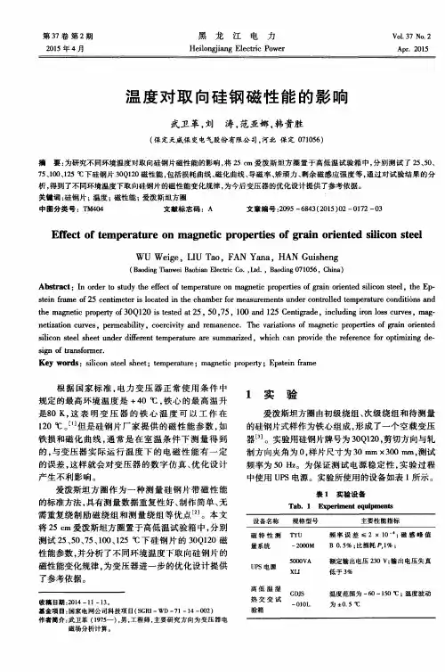 温度对取向硅钢磁性能的影响