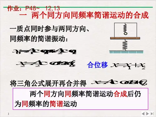 高二物理竞赛两个同方向同频率简谐运动的合成PPT(课件)