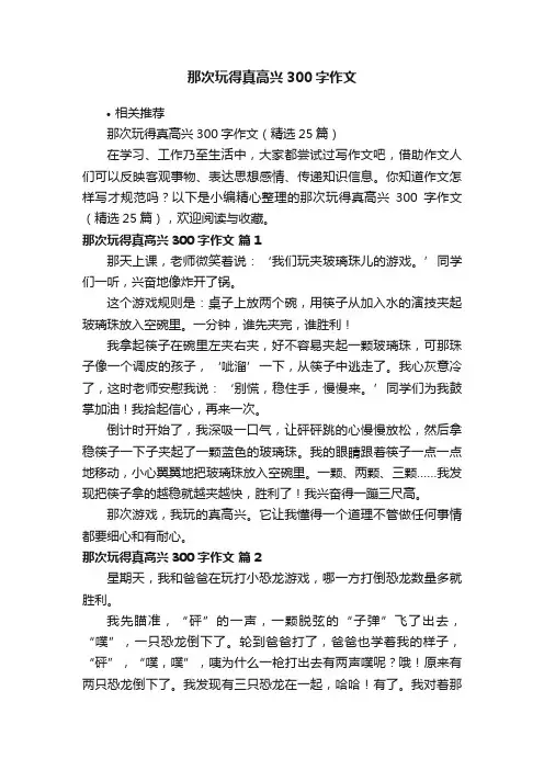那次玩得真高兴300字作文