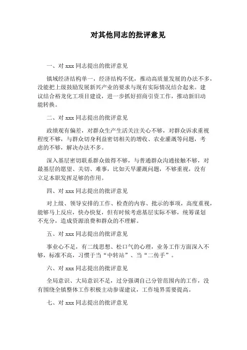 对其他同志的批评意见