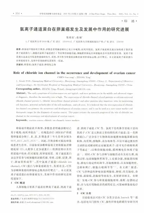 氯离子通道蛋白在卵巢癌发生及发展中作用的研究进展