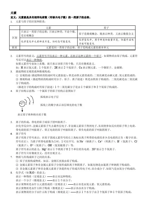 1人教版初中化学九年级化学用语专题