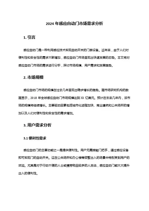 2024年感应自动门市场需求分析