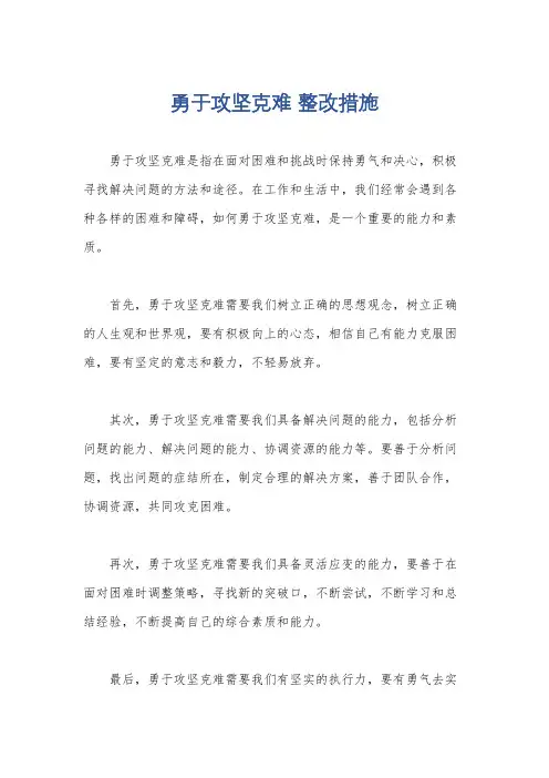 勇于攻坚克难 整改措施