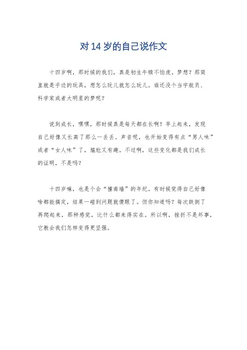 对14岁的自己说作文